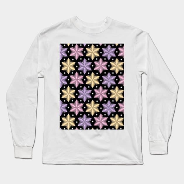 Sparkly Flowers Pattern Long Sleeve T-Shirt by Designoholic